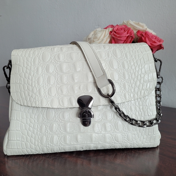 Croc Pattern Vegan Faux PU Leather bag - Picture 1 of 3